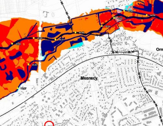 Extrait de la carte des aléas du PPR Inondation – parcelle hors zone d’aléa (site de la préfecture).