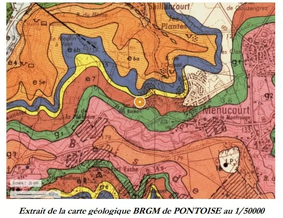 Extrait de la carte géologique BRGM de PONTOISE au 1/50000