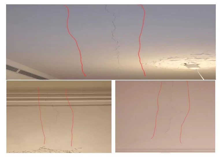 Expertise Humidité suite aux fissures sur plafond